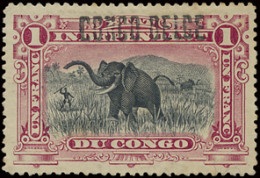 * N 36B1 1fr. Carmine With Brussels Overprint CONGO BELGE Type B1, Perf 15, Scarce Item, With Certificate, Vf (OBP €210) - Other & Unclassified