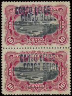 (*) N° 31 L1 + L4 10c. Carmine With Double Local Overprints CONGO BELGE, Type L1 + L4, Mint Without Gum, With Certificat - Other & Unclassified