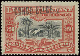 * N° 37L1 3,50fr. Vermilion Mols With Local Overprint CONGO BELGE Type L1, Partially Doubled, With Certificate, Vf (OBP  - Autres & Non Classés