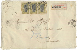 1912 N° 45 (vertical Strip Of 3 Stamps) 50c. Olive With Typo Overprint CONGO BELGE On Heavy Registered Cover (70gr.) Sen - Other & Unclassified