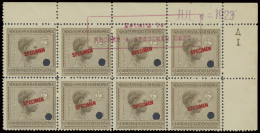 ** N° 108 (block Of 8 Stamps) 15c. Brown Grey Vloors Issue With SPECIMEN Overprint In Red, Punched, Marginal Inscription - Other & Unclassified