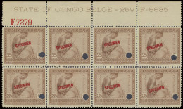 ** N° 110 (block Of 8 Stamps) 25c. Red Brown Vloors Issue With SPECIMEN Overprints In Red Marginal Inscription State Of  - Other & Unclassified