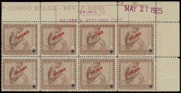 ** N° 110 (block Of 8 Stamps) 25c. Red Brown Vloors Issue With SPECIMEN Overprint In Red, Punched, Marginal Inscription  - Autres & Non Classés