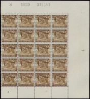 ** N° 209/13 Zoo Issue, 20 Sets In Part Of Sheet With Marginal Inscriptions, One 1,75fr. With Damaged Gum, Scarce, Vf (O - Otros & Sin Clasificación