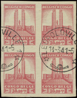 N° 214/24 'Monument King Albert' Full Set (in Block Of 4) Imperforate And Cancelled Leopoldville 14-3-41, Some With Gum, - Autres & Non Classés