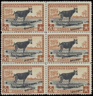 ** Type 246 (block Of 6) 20fr. Orange Brown And Black - Publicity Colour Proof With Demonetization Hole (misplaced To Th - Other & Unclassified