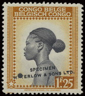 * Type 258 1,25fr. - Ochre Brown And Black - Publicity Colour Proof With Demonetization Hole And Overprint In Black WATE - Otros & Sin Clasificación