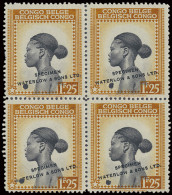 ** Type 258 (block Of 4) 20fr. Orange Brown And Black - Publicity Colour Proof With Demonetization Hole And Overprint In - Otros & Sin Clasificación