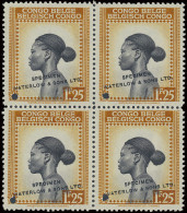 ** Type 258 (block Of 4) 1,25fr. Ochre Brown And Black - Publicity Colour Proof With Demonetization Hole And Overprint I - Altri & Non Classificati