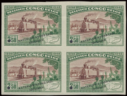 Type 296 (block Of 4) 2,50fr Green And Brown - Railway Matadi - Leopoldville Issue, Publicity Colour Proof With Demoneti - Otros & Sin Clasificación