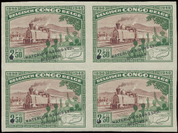 Type 296 (block Of 4) 2,50fr. Green And Brown - Railway Matadi - Leopoldville Issue, Publicity Colour Proof With Demonet - Otros & Sin Clasificación