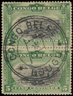 N° 50 (vertical Pair Reconstructed With Hinge) 5c. Green - Unilingual Issue With Flag Cancellation CONGO BELGE - Djugu I - Altri & Non Classificati