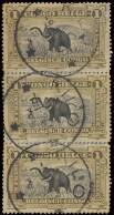 N° 70 1fr. Olive - Bilingual 1915 Mols Issue In Strip Of 3 And With Cancellation Of KILO January 9th, 1927 (Keach Type 5 - Autres & Non Classés