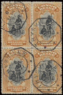 N° 71 '5 Fr Orange Mols Billingual 1915 Issue' (block Of 4) Perf 15 And Cancelled By 4 Strikes Of Telegraphical Cancel T - Other & Unclassified