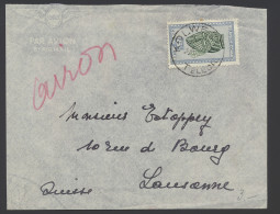 1945 Airmail Cover Franked With OBP N° 291B, Cancelled By Kolwezi Telegram Cachet And Sent To Lausanne/Switzerland, Vf - Otros & Sin Clasificación