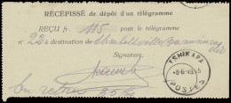 1949 Telegraphic Receipt Form, Récépissé DE DEPOT D'UN TELEGRAMME, Applied In Tshikapa, 8th Of June 1949, Scarce, Vf - Autres & Non Classés