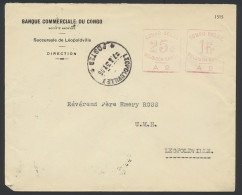 1931 Cover Franked With Red Mechanical Franking Mark 25c. - A2 And 1fr. - A2, Sent From Leopoldville April 7, 1931 To Ré - Autres & Non Classés