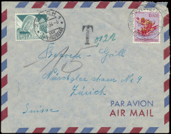 1954 Airmail Cover Franked With OBP N° 317 And Sent From Leopoldville-2 On November 12, 1954 To Zurich/Switzerland Taxed - Sonstige & Ohne Zuordnung