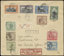 1926, Inauguration Ligne Aérienne Roi Albert Katanga Bas Congo 12-13 Févr. 1926, Dark Carmine Framed Cachet On Registere - Other & Unclassified