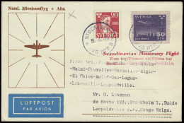 1946 Scandinavian Missionary Flight, FDC Airmail Cover Sent From Stockholm/Sweden, March 5, 1946 To Leopoldville/Belgian - Other & Unclassified