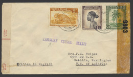 1943 (surface Mail) Cover Franked With OBP N° 254, 257 And 260, Sent From Lubero January 11, 1943 To USA, Linear Censor  - Otros & Sin Clasificación