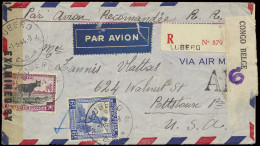 1944 AR Registered Airmail Cover Franked With OBP N° 264 And 267, Written By A Greek In A Refugee Camp In Lubero, Sent F - Autres & Non Classés