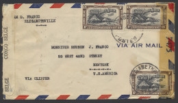 1944 Airmail Cover Franked With OBP N° 241 And PA 5 (4x), Sent From Elizabethville To USA, Censor Tape CENSURE CONGO BEL - Otros & Sin Clasificación