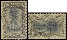 N° 20 And 25 15c. Ochre And 50c. Olive, Congo Free State Mols Issue Cancelled Stanleyville In April, Oxydised By Congo R - Other & Unclassified