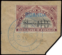 N° 13 40c. Brown Carmine With TOMBEUR Handstamp Overprint RUANDA In Blue, Cancelled TABORA SEPTEMBER 19, 1916 On Piece O - Other & Unclassified