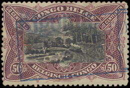 Belgian Congo, N° 69 50c. Lilac Brown, With Smoke Plate, With Blue Overprint KIGOMA And Cancelled By Framed Telegraphic  - Other & Unclassified