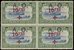 N° 36/44 Red Cross 1918 Issue With A.O. Overprint, Blocks Of 4, Original Gum With Some Imperfections, Quality Of 5fr. To - Sonstige & Ohne Zuordnung