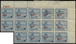 **/* Belgian Congo OBP N° 112 (block Of 14 Stamps) 50c. Grey-blue Vloors Issue With SPECIMEN Overprint In Red, Punched,  - Otros & Sin Clasificación