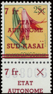 ** Error Of Surcharge On Flowers Issue 6,50fr. On 10c., 10fr On 20c. And 75fr. On 25c., Full Set With Curiosity (one Sur - Sur Kasai
