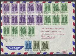 1961 Airmail Cover Franked With OBP N° 52 (9x), 53 (10x), 54, 55 (2x), 10c., 20c., 50c., 1,50fr. - Katangese Art, Sent F - Katanga
