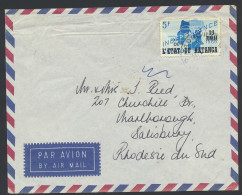 1960, Airmail Cover Franked With (OBP) N° 46 '5 F Independance' From Jadotville-B, Nov 18, 1960 To Salisbury/South Rhode - Katanga