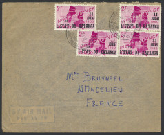 1961, Airmail Cover Franked With (OBP) N° 44 (4x) '2F Independance' From Elizabethville- 7 B June 16, 1961, To Mandelieu - Katanga
