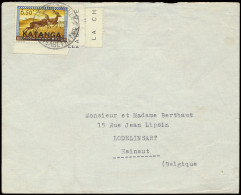 1960 Airmail Cover Franked With OBP N° 15 With Sheet Margin Used As Protection, Sent From Elizabethville-3 (Keach Type 1 - Katanga