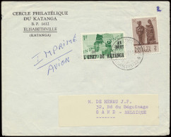 1961 Airmail Printed Matter (cover), Franked With OBP N° 42 And 56 1fr. - Independance And 2fr. - Katangese Art Sent Fro - Katanga