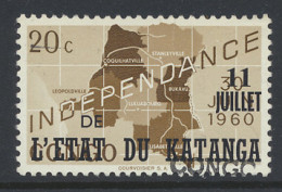 ** N° 1 20c. Independance With Local Overprint CONGO, Type L2 Partially À CHEVAL, Creased But Still Scarce, Signed, To B - Altri & Non Classificati