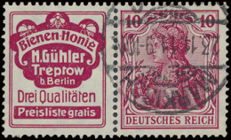 W 3.2 Germania 10pf. Rood + Reclame Bienen Honig M. Gühler, Zm (Mi. €500) - Autres & Non Classés