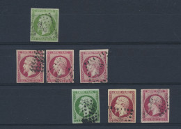 N° 12 + 12c + 17A + 17B (4x) Mooie Selectie Met 7 Volrandige Zegels Zonder Gebreken, Maar Wat Minder Mooi Gest., Zm/m (Y - 1863-1870 Napoleon III With Laurels