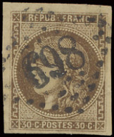 N° 47 30c. Brun, Breed Gerand, Mooie Centrale Afst. G.C. 698-Calais, Zm (Yv. €250) - 1870 Emisión De Bordeaux