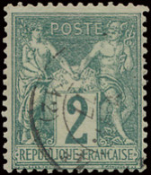 N° 62 2c. Vert, Licht Gest., Zm (Yv. €340) - 1876-1898 Sage (Tipo II)