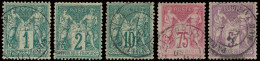 Type I En II: Samenstelling Met 59 Zegels Op 2 Oude Albumbladen + 2 Insteekkaartjes, Gemengde Kwaliteit, Doch Verschille - 1876-1898 Sage (Type II)