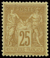 ** N° 92 25c. Bistre Sur Jaune Type II Met Perfecte Originele Gom Zonder Scharnierspoor + Zeer Mooie Centrage, Zm (Yv. € - 1876-1898 Sage (Tipo II)