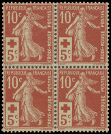 ** N° 147 10c. + 5c. Rouge - Rode Kruis In Blok Van 4 Met Zeer Mooie Centrage, Zm (Yv. +€400) - Otros & Sin Clasificación