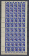 ** N° 8 '1937, 65c Ultramarijn, Met Opdruk FM' (Half Vel Van 50 Ex) Scharnier In Bladboord, Zm (Cote € +40) - War Stamps