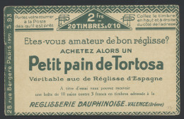 ** N° 170-C1 Type Pasteur - 10c. Vert, Boekje Met 20 Zegels, Serie S93, Zm (Yv. €70) - Otros & Sin Clasificación
