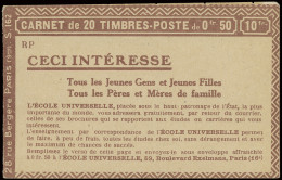 ** N° 257-C5 Type Jeanne D'Arc, Carnet Met 20 Zegels, Serie S162, Zm (Yv. €130) - Otros & Sin Clasificación