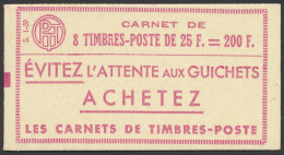 ** N° 1011C-C1 Type Müller - 25fr. Rouge, Boekje Van 8 Zegels, Serie S.59, Zm (Yv. €65) - Otros & Sin Clasificación